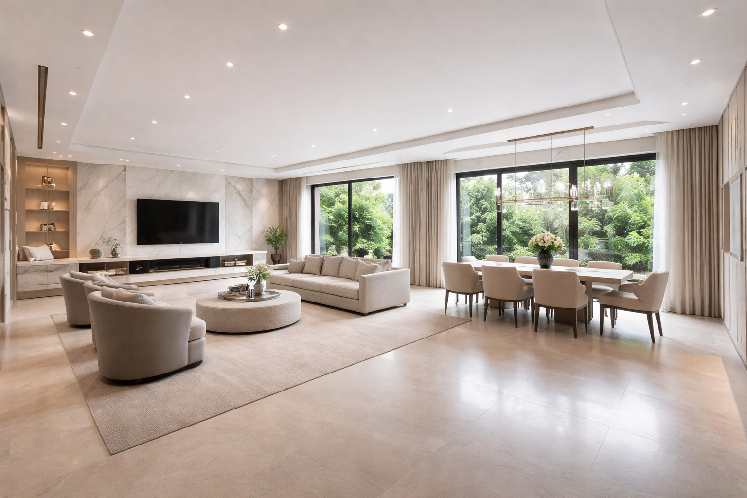 builder floor layout efficiency open plan modern interior South Delhi