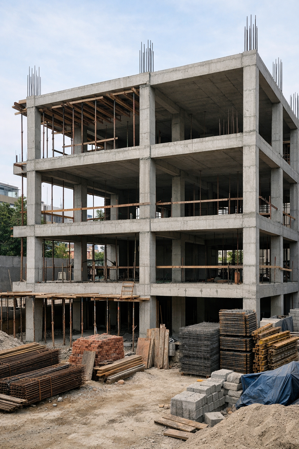 builder floor construction process structural framework South Delhi